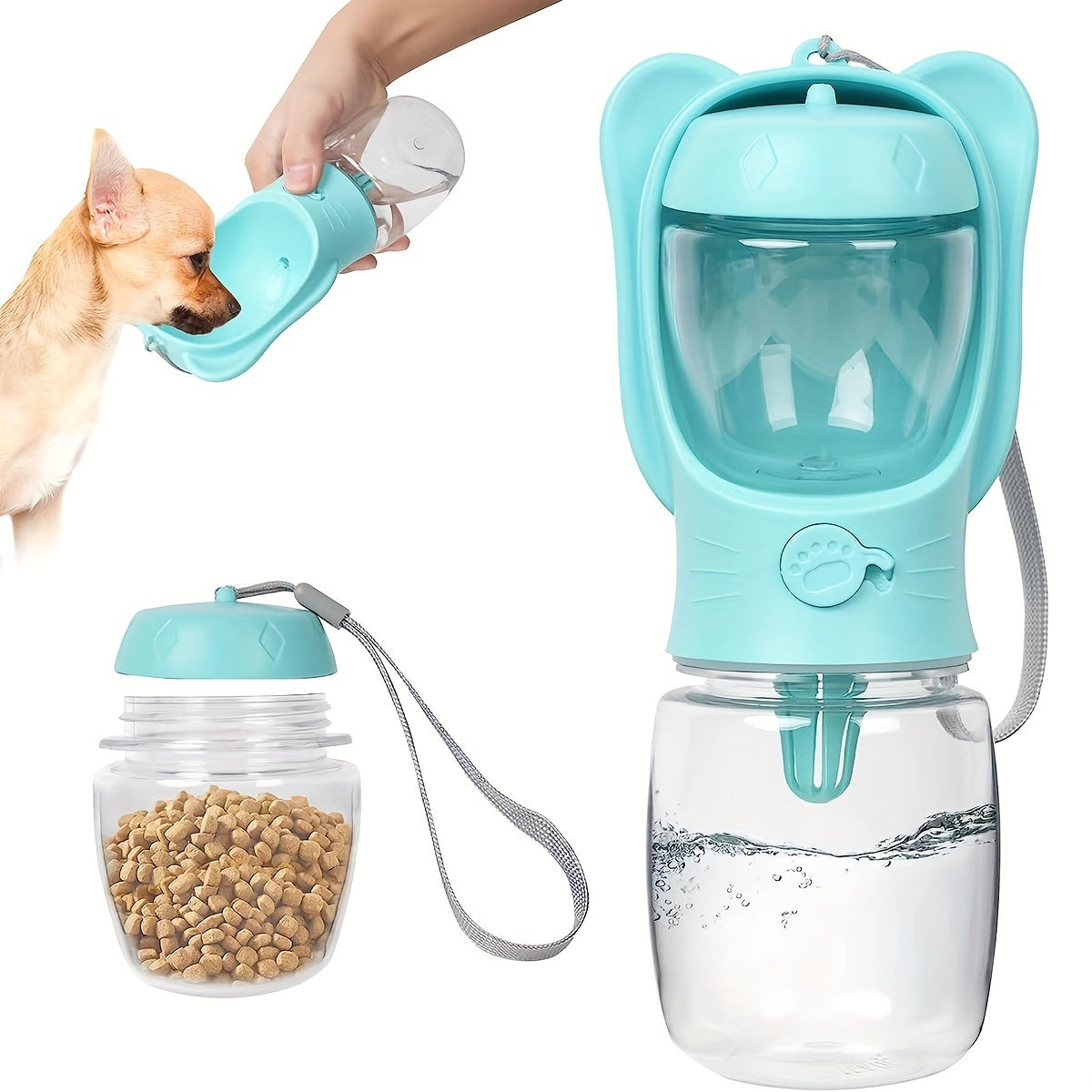Portable Pet Water Bottle With Food Container - PIX GOODS